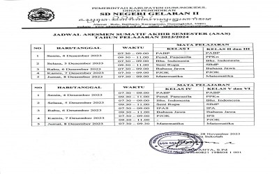 Jadwal Ujian ASAS 2023