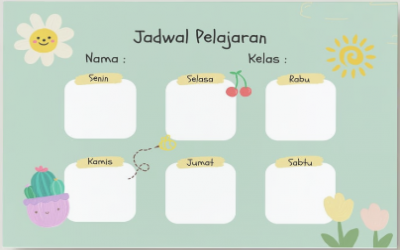 JADWAL PELAJARAN KELAS 1-6 TAHUN PELAJARAN 2024/2025 (SEMESTER GANJIL)